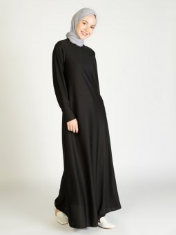 Cep Detaylı Siyah Elbise