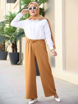 Beli Lastikli Salaş Safran Pantolon