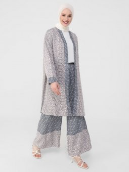 Çıtır Çiçek Desenli Viskon İndigo Kap