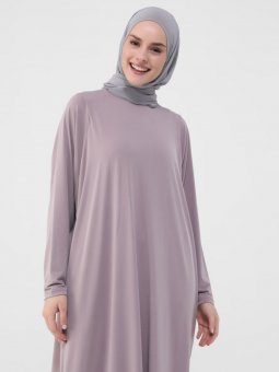 Gizli Cepli Toz Lila Elbise