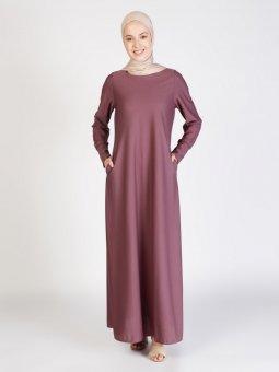 Cep Detaylı Lila Elbise