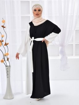 Önü Açık Garnili Ekru Ferace