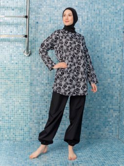 Siyah Beyaz Amaçlı Kolu Çıkarılabilir Fermuarlı Mayo