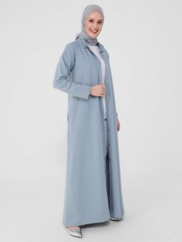 Çıtçıtlı Hakim Yaka Soğuk Mavi Kap