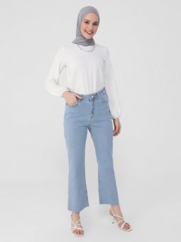Doğal Kumaşlı Buz Mavisi Kot Pantolon