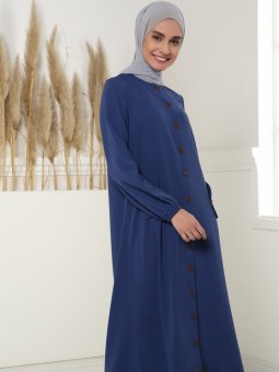 Tam Boy Düğmeli İndigo Ferace Kap