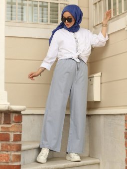 Tensel Bol Paça Açık Mavi Pantolon