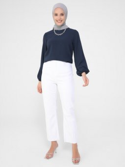 Doğal Kumaşlı Beyaz Kot Pantolon