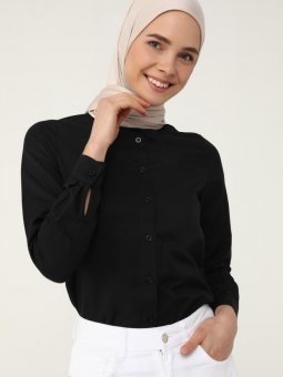 Oxford Kumaştan Basic Siyah Gömlek