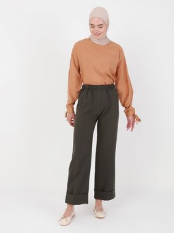 Beli Lastikli Haki Pantolon