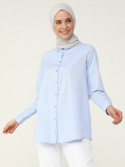 Oxford Kumaştan Basic Açık Mavi Gömlek