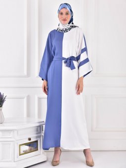 Kuşaklı Salaş İndigo Ekru Ferace