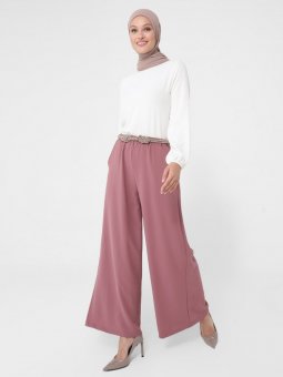 Beli Lastikli Aerobin Açık Mürdüm Pantolon Etek