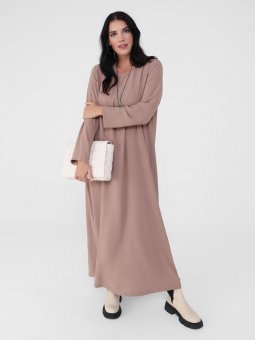 Büyük Beden Kolyeli Camel Elbise