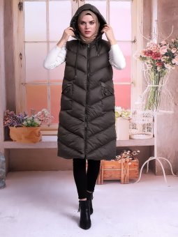 Çapraz Dikişli Şişme Haki Yelek