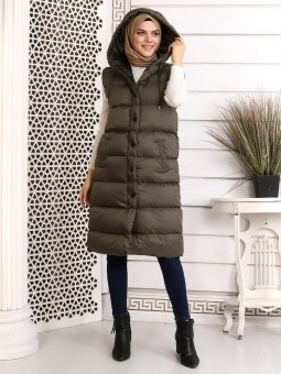 Düz Dikişli Şişme Haki Yelek