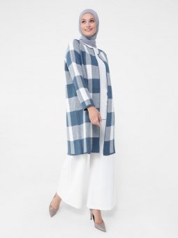 Triko Açık Petrol Ekru Hırka