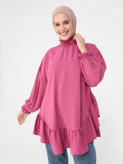 Volan Detaylı Aerobin Mürdüm Tunik