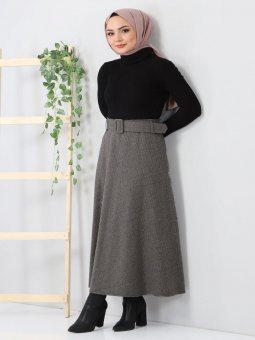 Balıksırtı Desenli Mevlana Vizon Etek