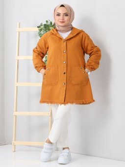 Kapüşonlu Cepli Kot Taba Kap