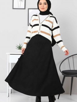 Süet Mevlana Siyah Etek