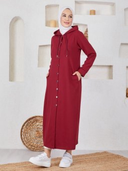 Önden Cıtçıtlı Bordo Kap