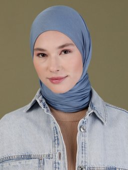 Penye Kot Mavi Eşarp