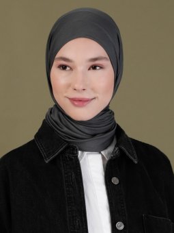 Penye Koyu Gri Eşarp