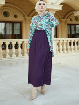 Beli Lastikli Piliseli Mor Etek