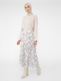 Yılan Desenli Saten Vizon Etek