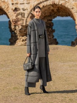 Tunik & Pantolon İkili Triko Antrasit Melanj Takım