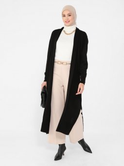 Uzun Triko Siyah Hırka