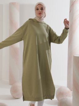 Küf Yeşili Kapüşonlu Sweatshirt