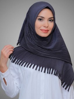 Pratik Hazır Geçmeli Kesik Elyaf Piliseli Saçaklı Lazer Kesim Füme Eşarp