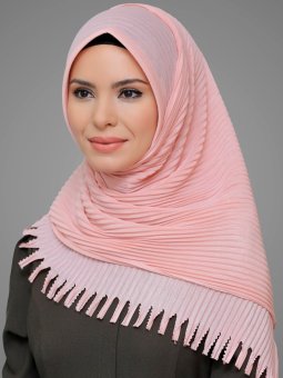 Pratik Hazır Geçmeli Kesik Elyaf Piliseli Saçaklı Lazer Kesim Pudra Eşarp