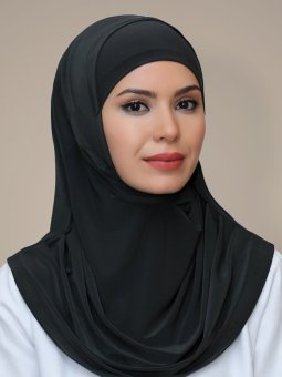 Pratik Hazır Geçmeli Sandy Kumaş Kendinden Boneli Antrasit Eşarp