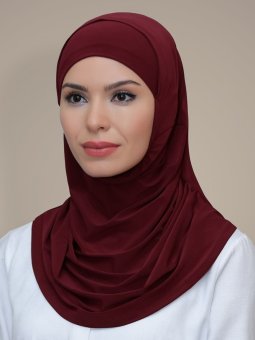 Pratik Hazır Geçmeli Sandy Kumaş Kendinden Boneli Bordo Eşarp