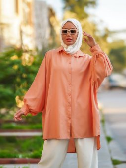 Yarasa Kol Salaş Somon Gömlek Tunik