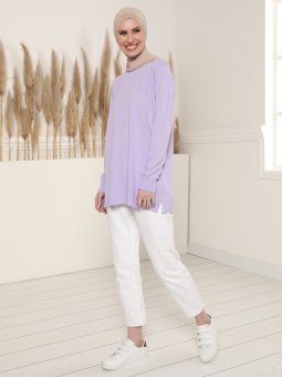 Lila Bisiklet Yaka 75cm Triko