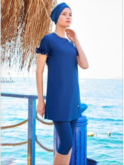 Açık Lacivert Yarım Kapalı Havuz Mayosu