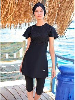 Siyah Yarım Kapalı Mayo