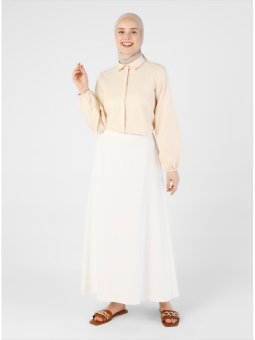 A Kesim Beli Lastikli Kot Off White Etek