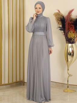 Sükse Gri Abiye Elbise