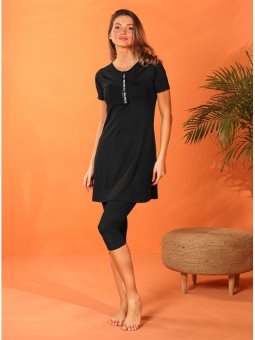 Siyah Yarı Kapalı Mayo