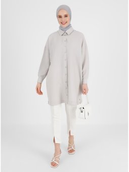 Waffle Efektli Gri Tunik