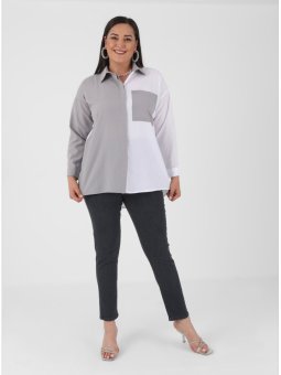 Gri Beyaz Garnili Tunik