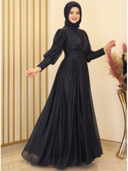 Dilber Lacivert Abiye Elbise