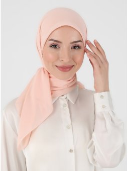 Düz Renkli Şifon Somon Eşarp