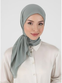Düz Renkli Şifon Su Yeşili Eşarp