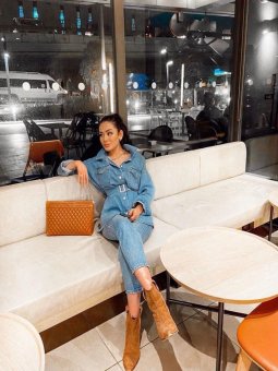 Kemerli Kot Mavi Ceket